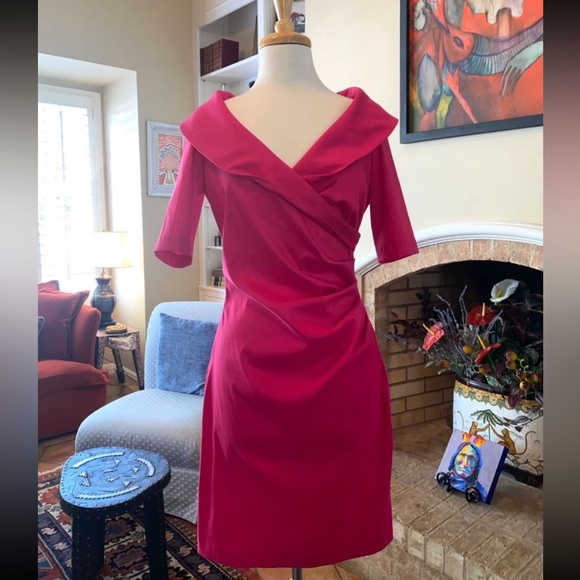 VINTAGE Joseph Ribkoff hot pink dress - Picture 1 of 5